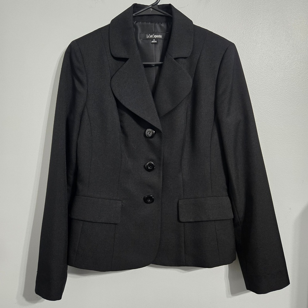 V#59 Le Suit Separates Black‎ Blazer Jacket Sz 8 Single Breasted Business Casual